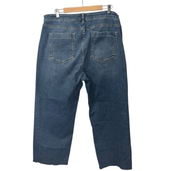 Anthropologie - Pilcro Medium Wash Button Straight Wide Leg - Raw Hem 18 W - Picture 6 of 6